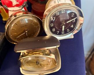Vintage alarm clocks & folding travel clock collection
