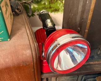 Vintage red hand flashlight lantern