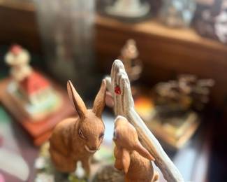 Ceramic rabbit family figurine