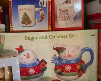 Snowman sugar and creamer set boxed