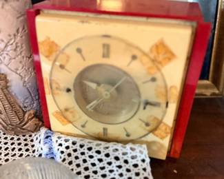 Vintage red Art Deco mantel clock
