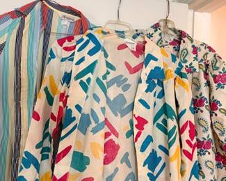 Women's vintage colorful print blouses
