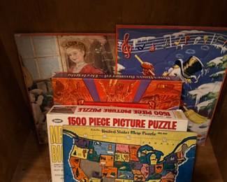 Vintage jigsaw puzzles — US map & picture puzzles