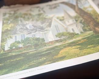 Framed house landscape print
