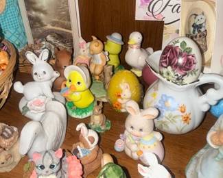 Easter figurines and porcelain bunny decor lot