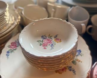 Floral china bowls with gold trim set