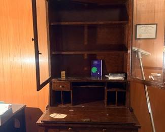 Antique secretary desk with hutch top