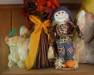 Fall harvest scarecrow and autumn decor
