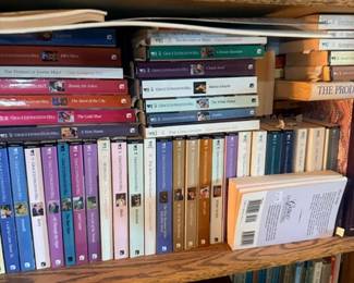 Shelf of assorted paperback and hardcover books