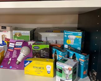 LED and Philips light bulbs, boxed