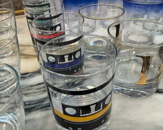 Retro striped highball glasses