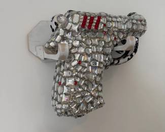 Mirror mosaic pop art pistol wall sculpture