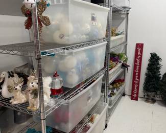 Christmas ornaments in storage bins