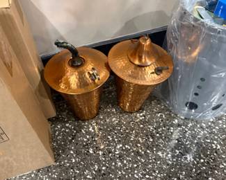 Gilt metal finials, pair