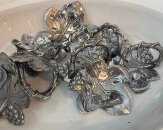 Pewter grape leaf napkin rings