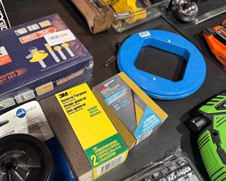 Router bits, sanding supplies and tools