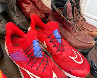 Nike running shoes and leather work boots