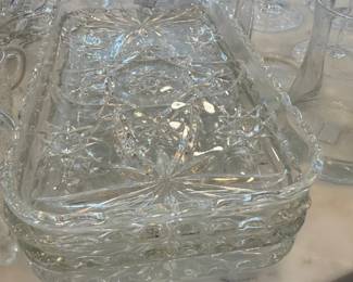 Cut glass square serving dishes