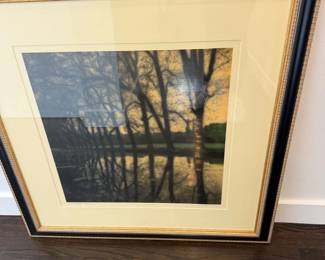 Framed landscape photograph, autumn trees