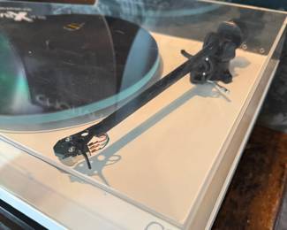 Rega turntable tonearm and cartridge detail