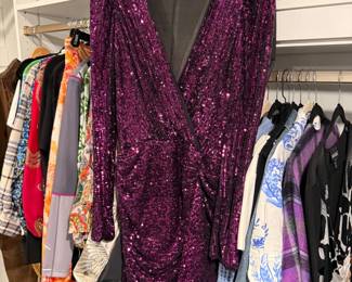 Magenta sequined wrap dress