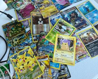 Holographic and full-art Pokemon rares, Pikachu and EX cards