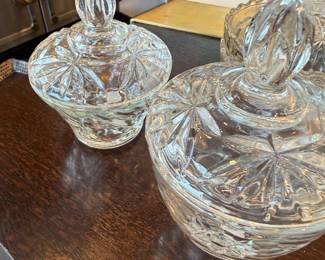 Cut glass covered candy dishes