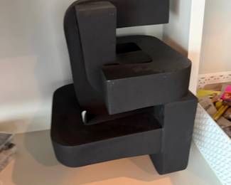 Black abstract wood sculpture