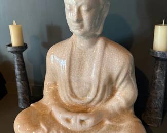 Large crackle glaze ceramic Buddha statue