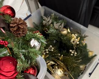 Christmas garland with pinecones and ornaments
