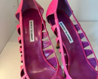 Manolo Blahnik fuchsia cutout heels