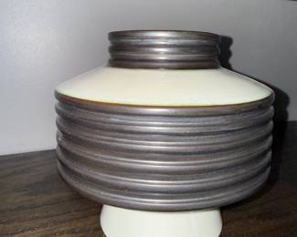Ribbed ceramic lidded jar
