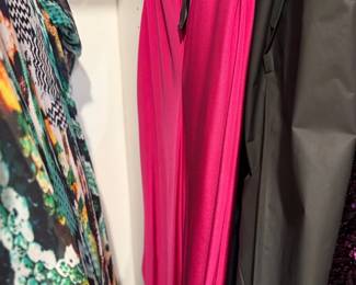 Hot pink jumpsuit and printed blouses