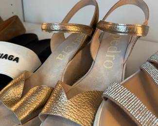 Pedro Garcia gold sandals and Balenciaga heels
