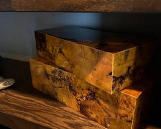 Burl wood block side table