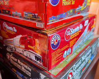 Lionel Santa Fe and Great Northern train sets, boxed