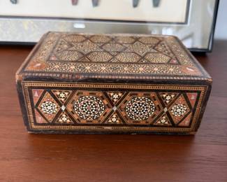 Syrian mother-of-pearl inlaid marquetry box