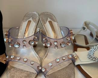 Jeweled clear PVC evening sandals