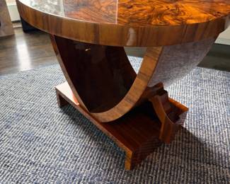 Art Deco style figured walnut center table
