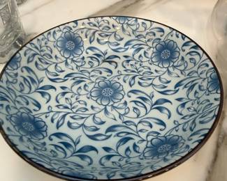 Blue and white floral porcelain charger