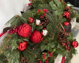 Christmas wreath with red ornaments