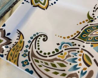 Paisley print ceramic serving tray