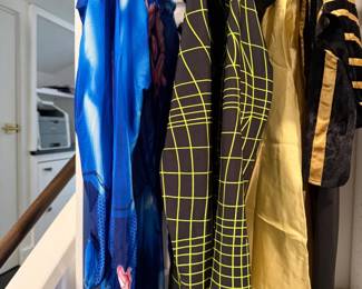 Colorful designer dresses on rack