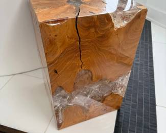 Live edge teak slab side table