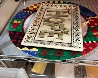 Christmas platters and decorative signs