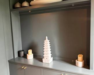 White ceramic pagoda sculpture