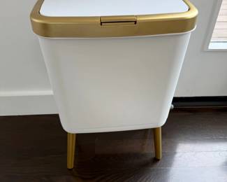 White and gold step trash can
