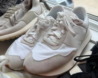 Cream suede retro running sneakers