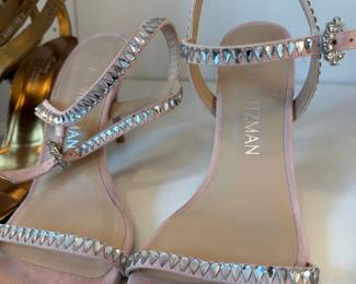 Stuart Weitzman blush suede studded sandals