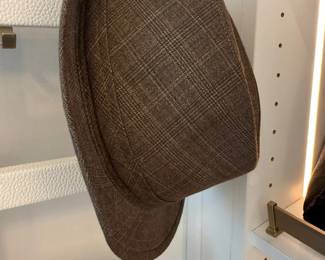Brown wool plaid flat cap